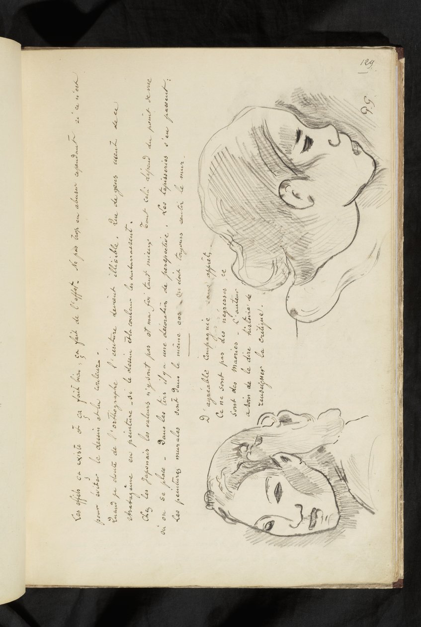 Avant et après - tekst og to tegninger af en piges hoved af Paul Gauguin