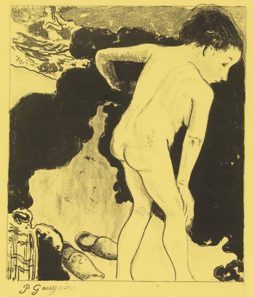 Badende i Bretagne, fra Volpini Suite: Dessins lithographiques, 1889., 1889. af Paul Gauguin