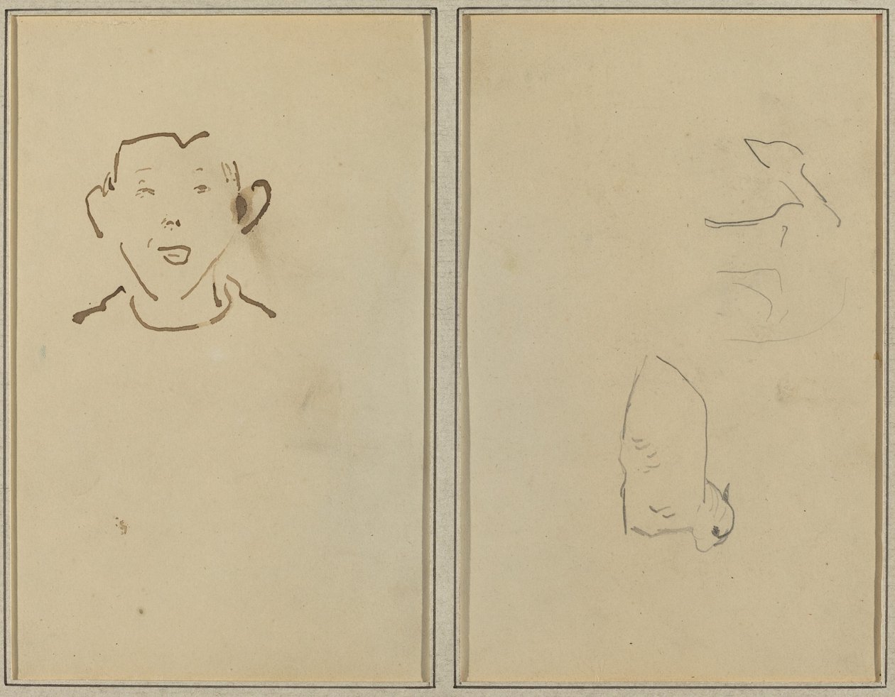 drengens ansigt; To får [verso] af Paul Gauguin