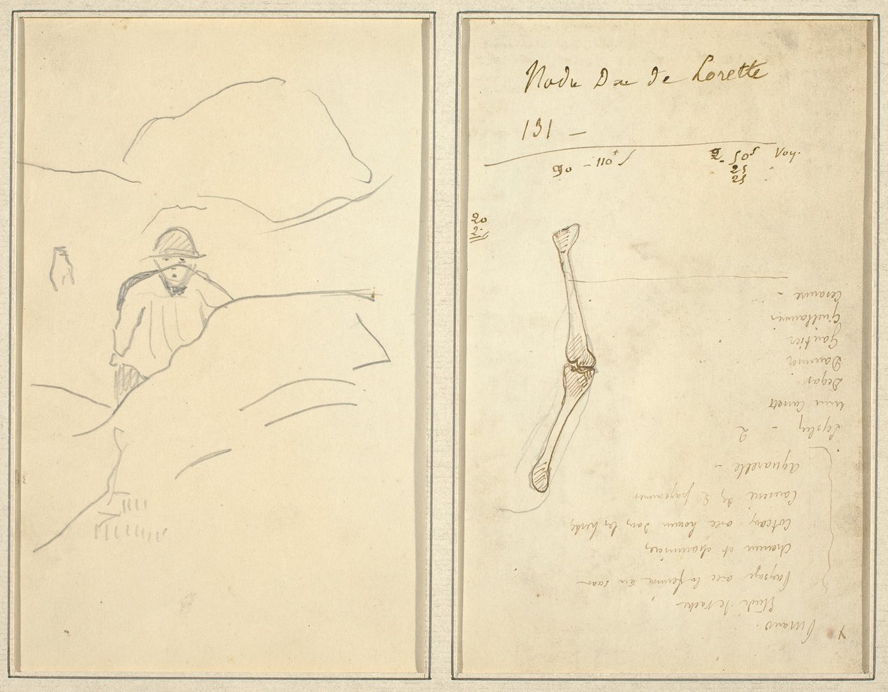 Bretonsk dreng i et landskab; Studie af en arm [verso] af Paul Gauguin
