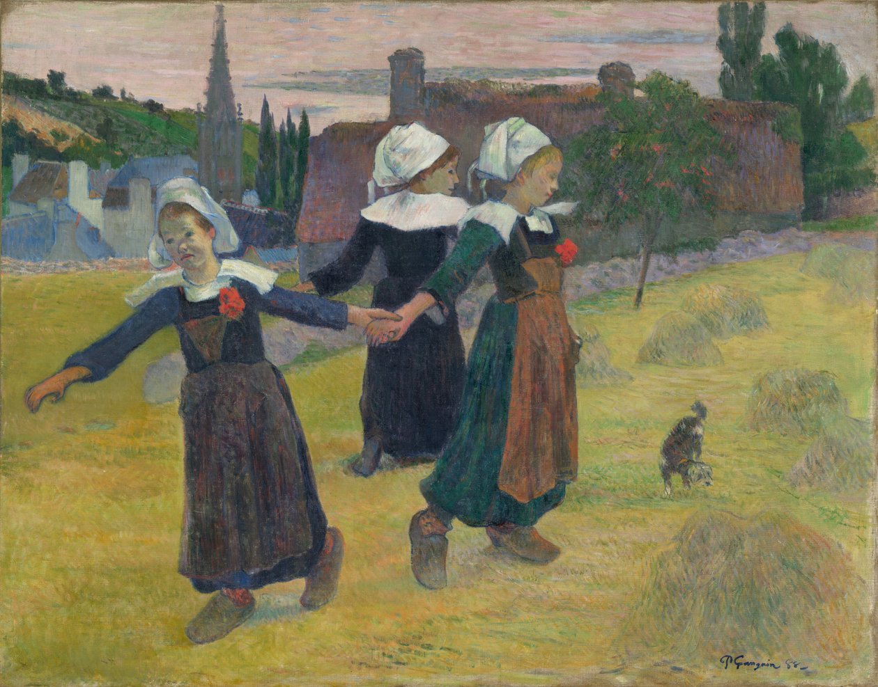 Bretonske piger danser, Pont-Aven, 1888. af Paul Gauguin