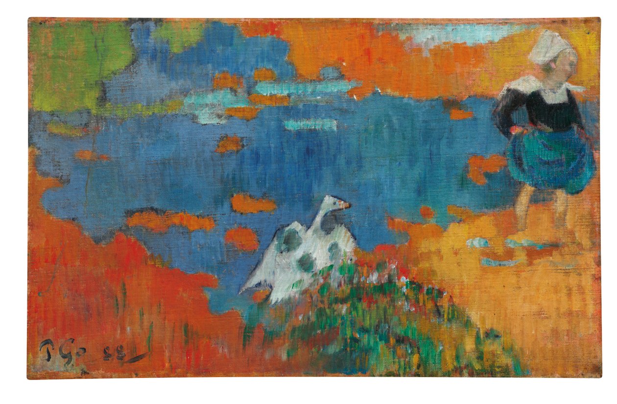 Bretonsk pige og en gås ved vandkanten, 1888 af Paul Gauguin