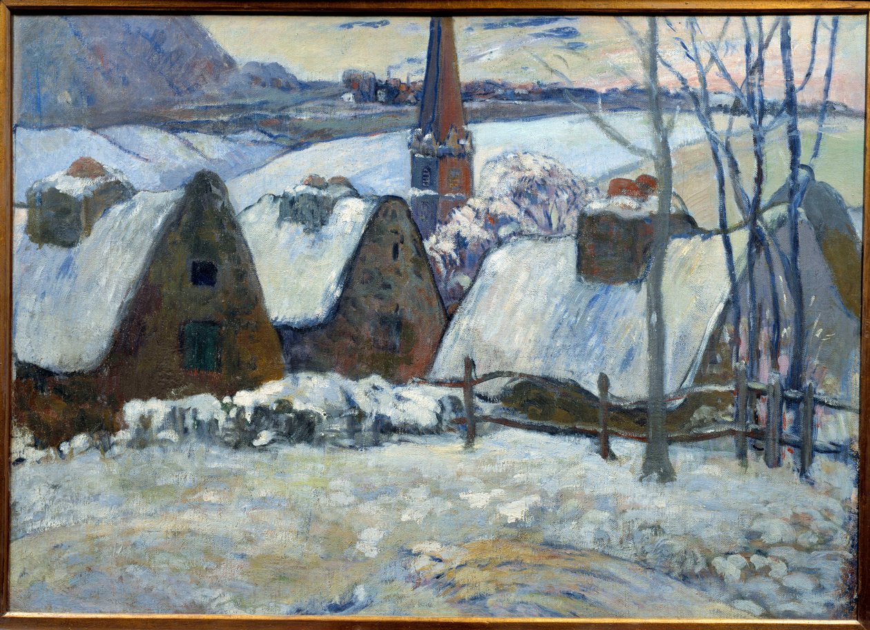 Bretonsk landsby under sne i 1894. Maleri af Paul Gauguin (1848 - 1903) af Paul Gauguin