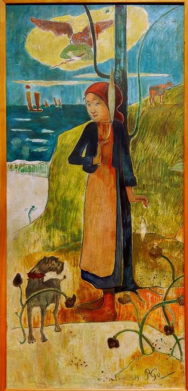 Breton pige spinning (Johanna von Orléans) af Paul Gauguin