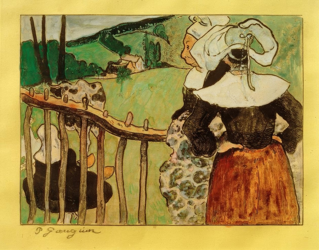 Bretoner ved barrieren af Paul Gauguin