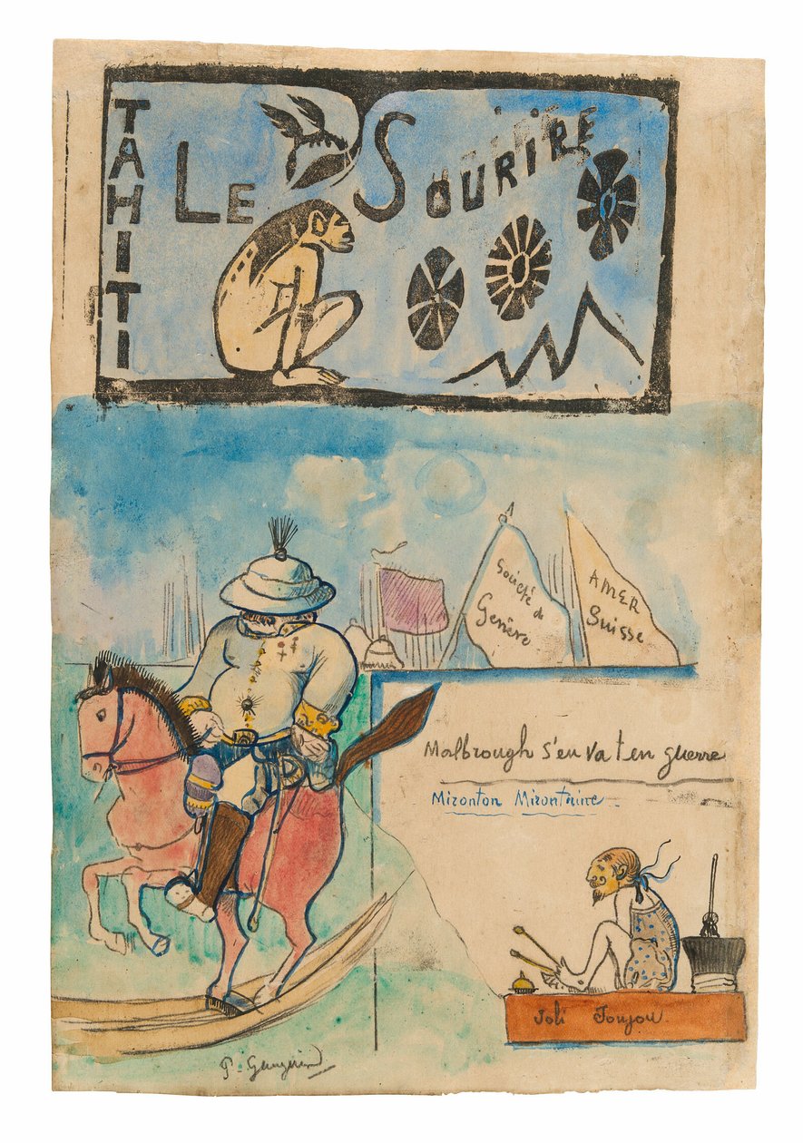 Karikaturer af Gauguin og guvernør Gallet, med hovedstykke fra Le sourire af Paul Gauguin