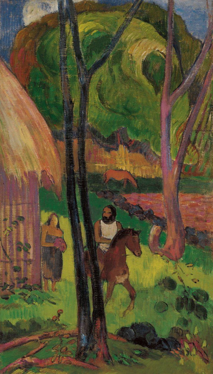 Rytter foran hytten, 1902. af Paul Gauguin