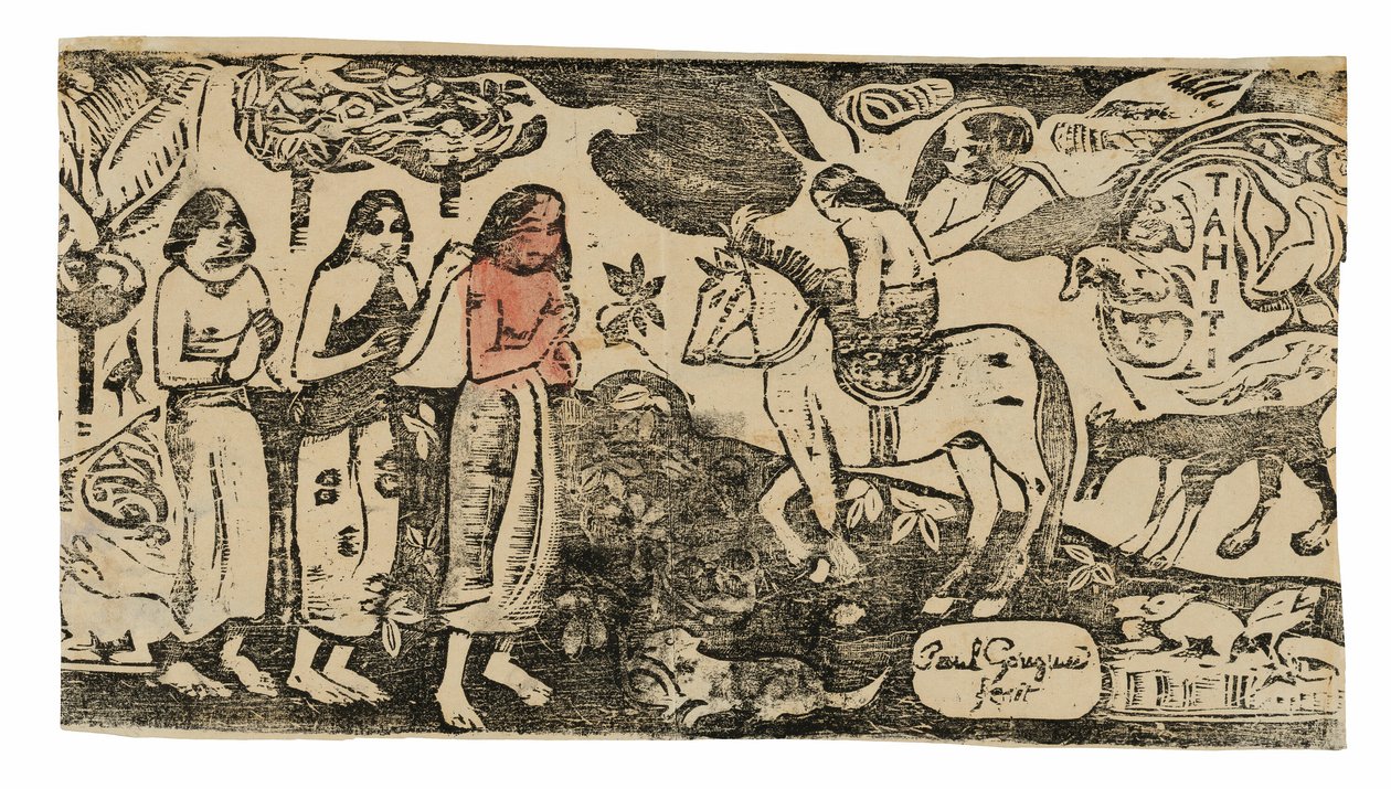 Skift af bopæl, fra Suite af sene træbloktryk af Paul Gauguin