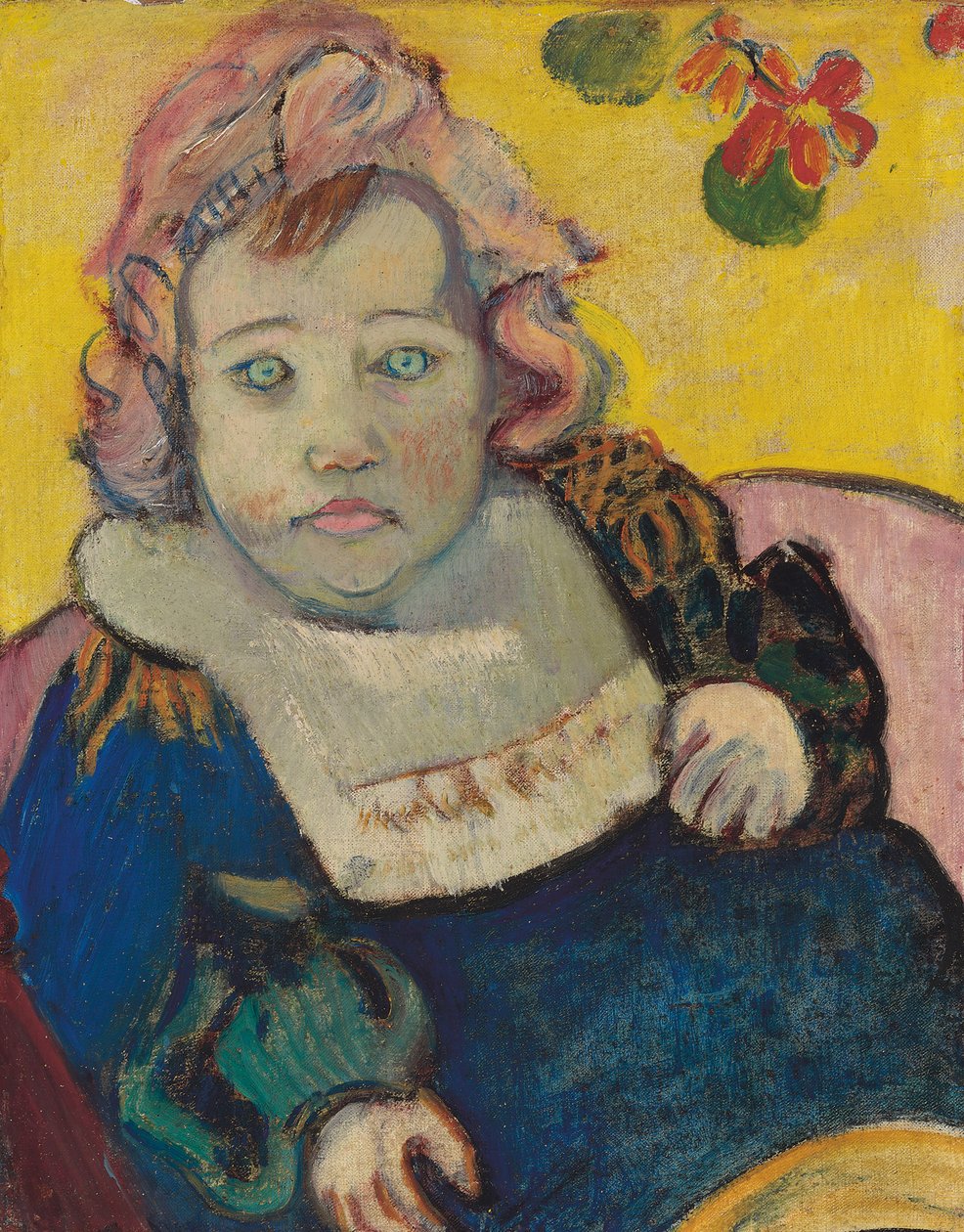 Barn med hagesmæk eller babyen; Enfant au bavoir, 1895 af Paul Gauguin