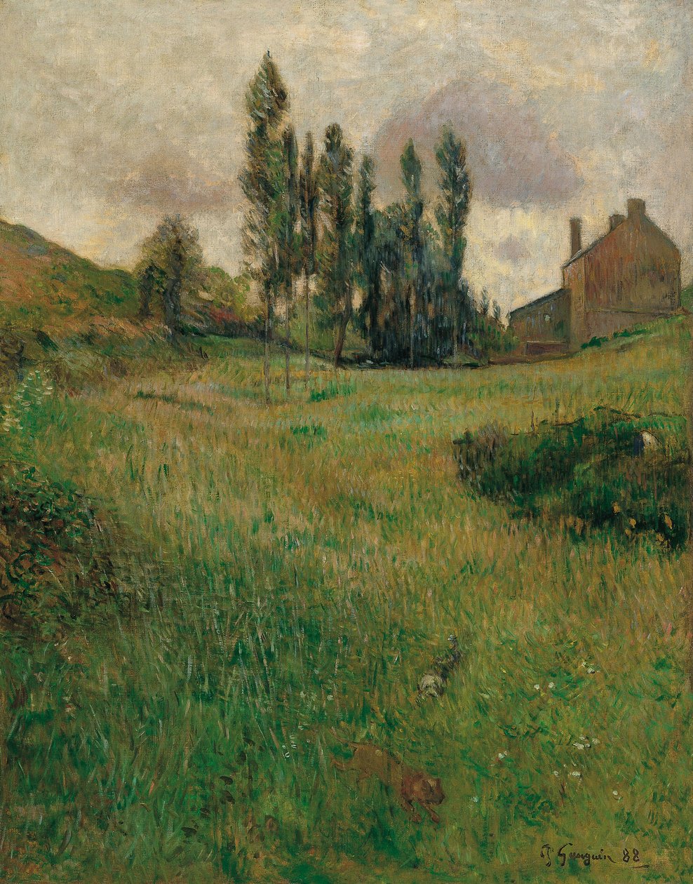 Hunde, der løber på en eng, 1888 af Paul Gauguin