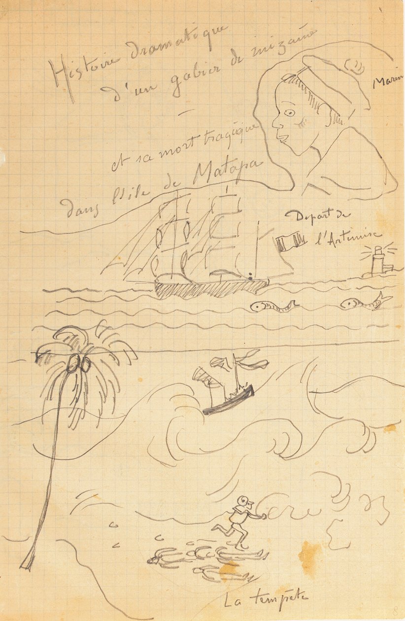 Tegning fra et album med tegninger produceret til den unge Jacques Bousquet, Pont-Aven eller Le Pouldu, 1889-90 af Paul Gauguin