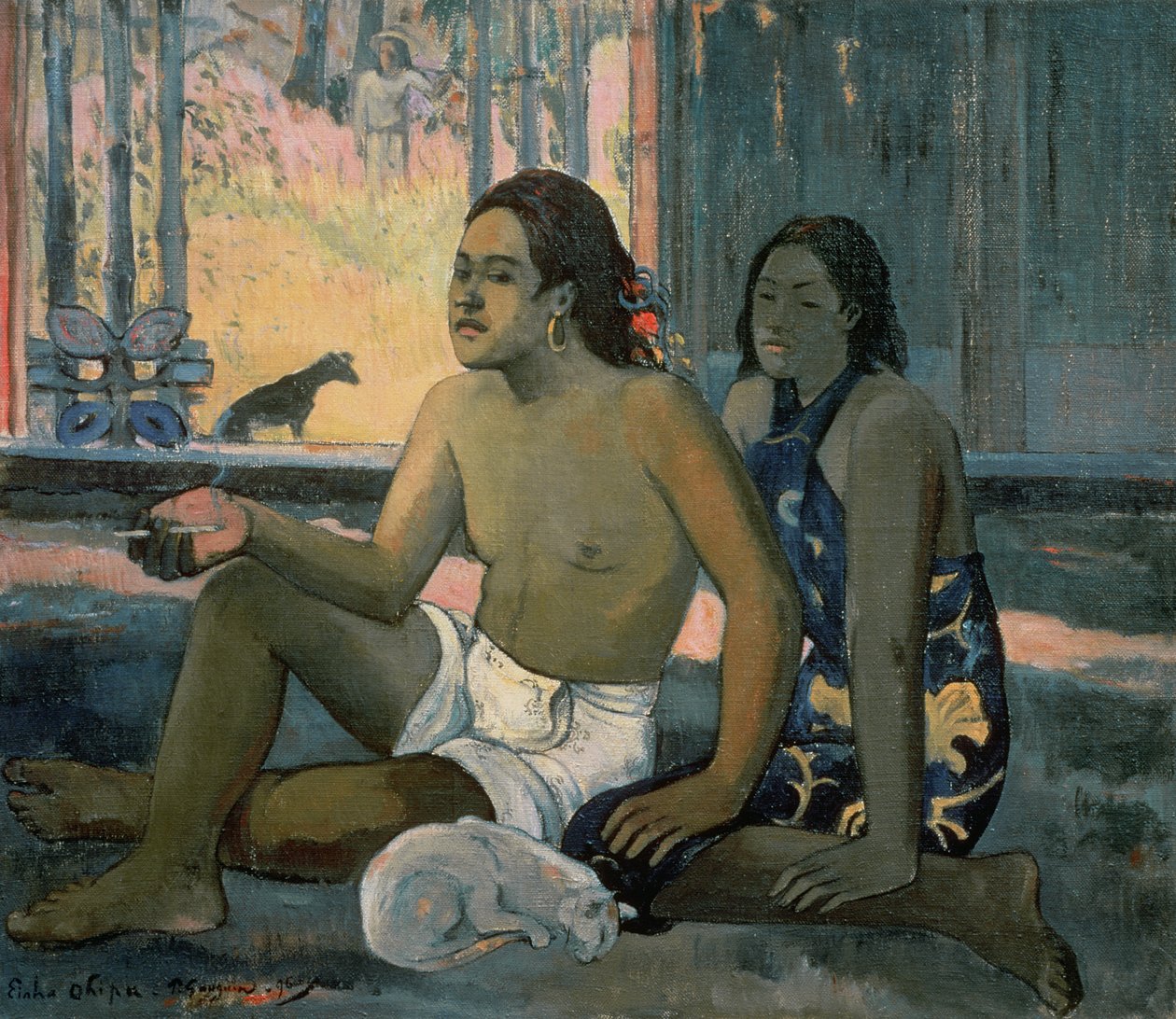 Intet arbejde eller tahitianere i et værelse af Paul Gauguin