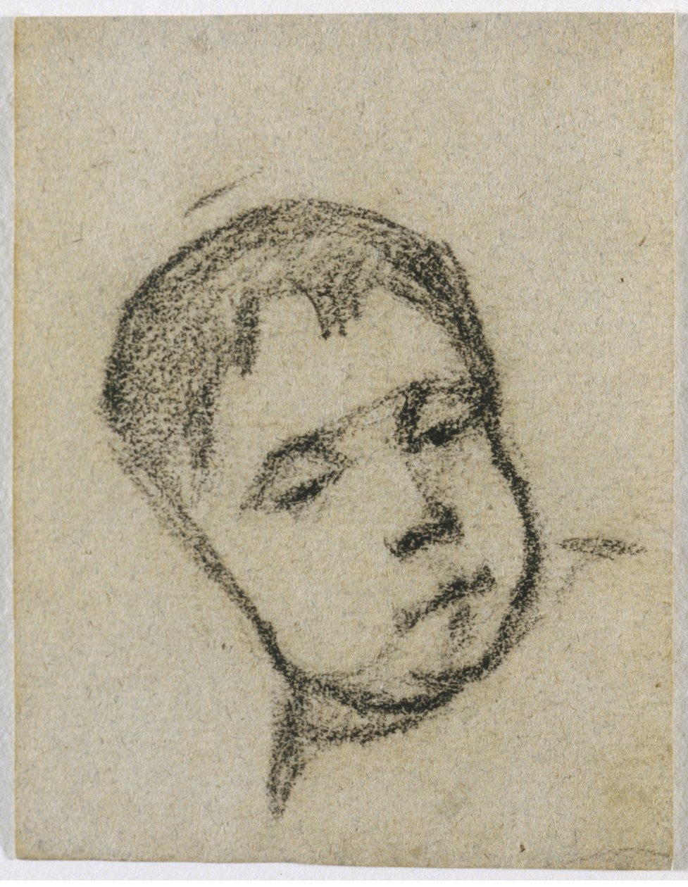 Emil Gauguin som barn, hovedet på en pude, ca. 1875-76 (sort farvekridt) af Paul Gauguin