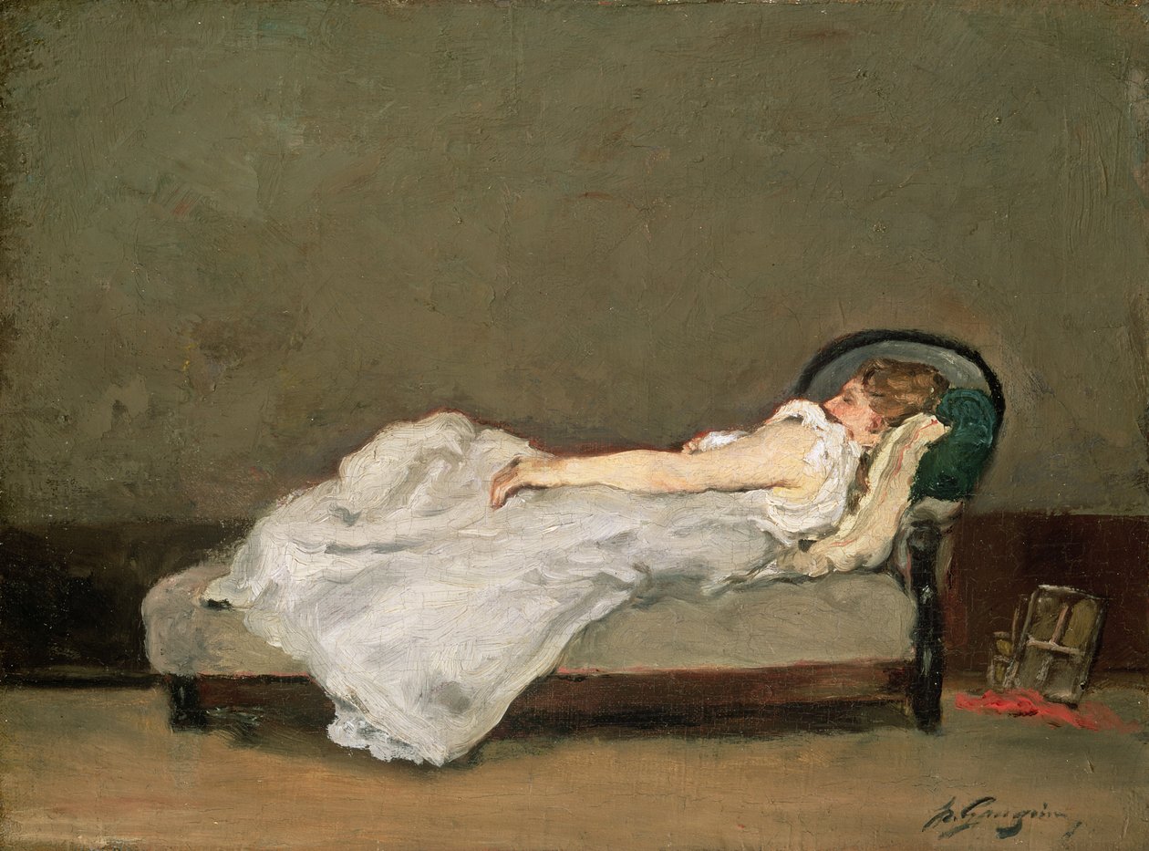 Lyshåret kvinde på en sofa, 1884 af Paul Gauguin