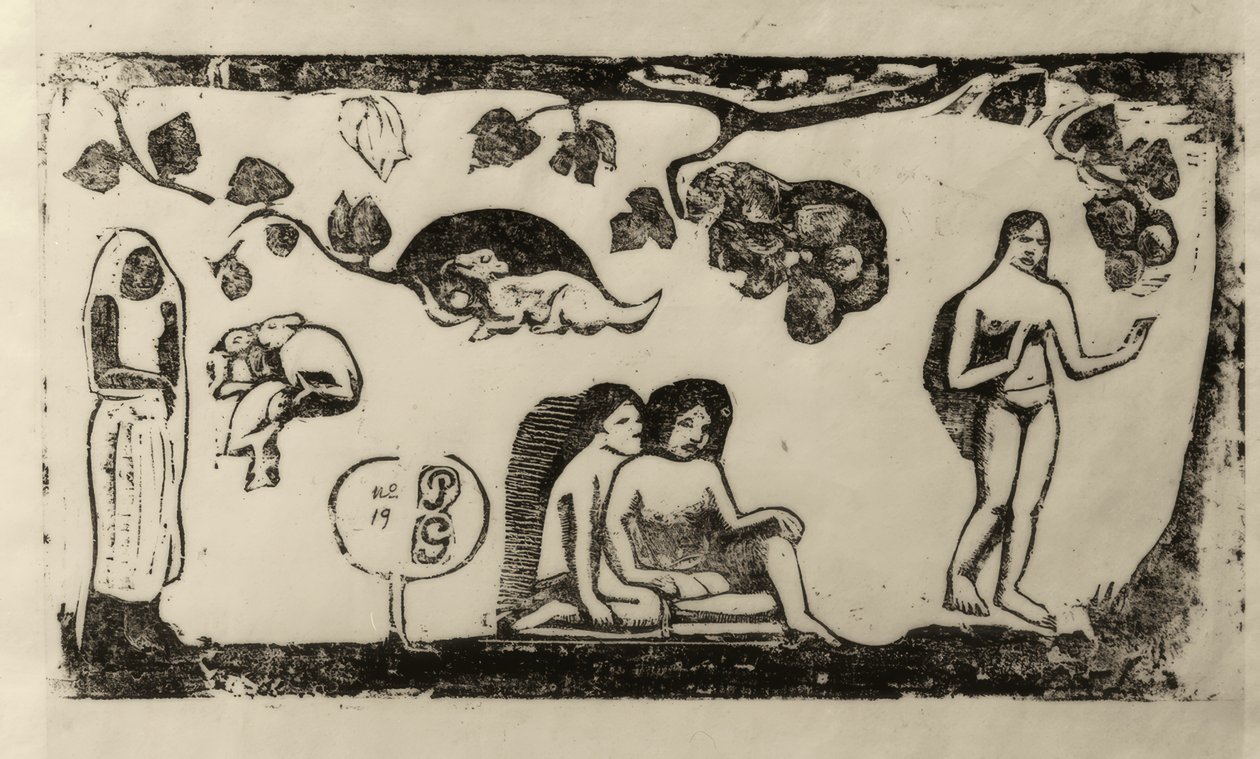 Kvinder, dyr og løv af Paul Gauguin