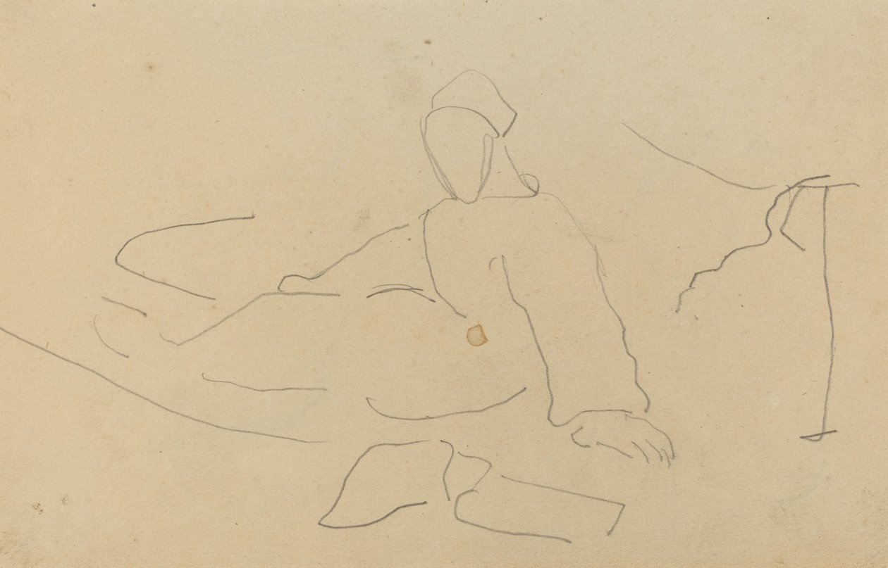 Figur siddende på jorden [recto] af Paul Gauguin