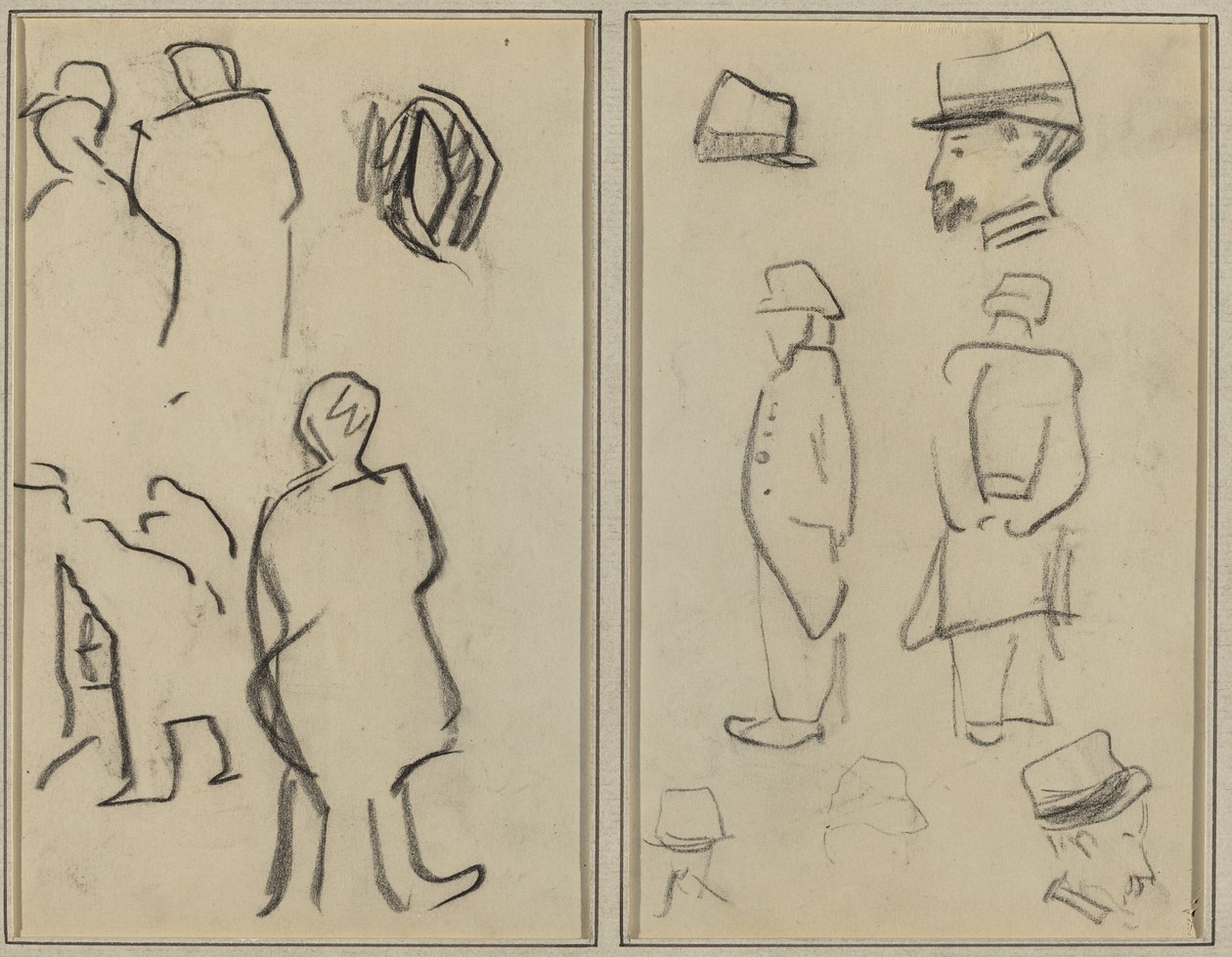 Figurstudier; Studier af soldater [verso] af Paul Gauguin