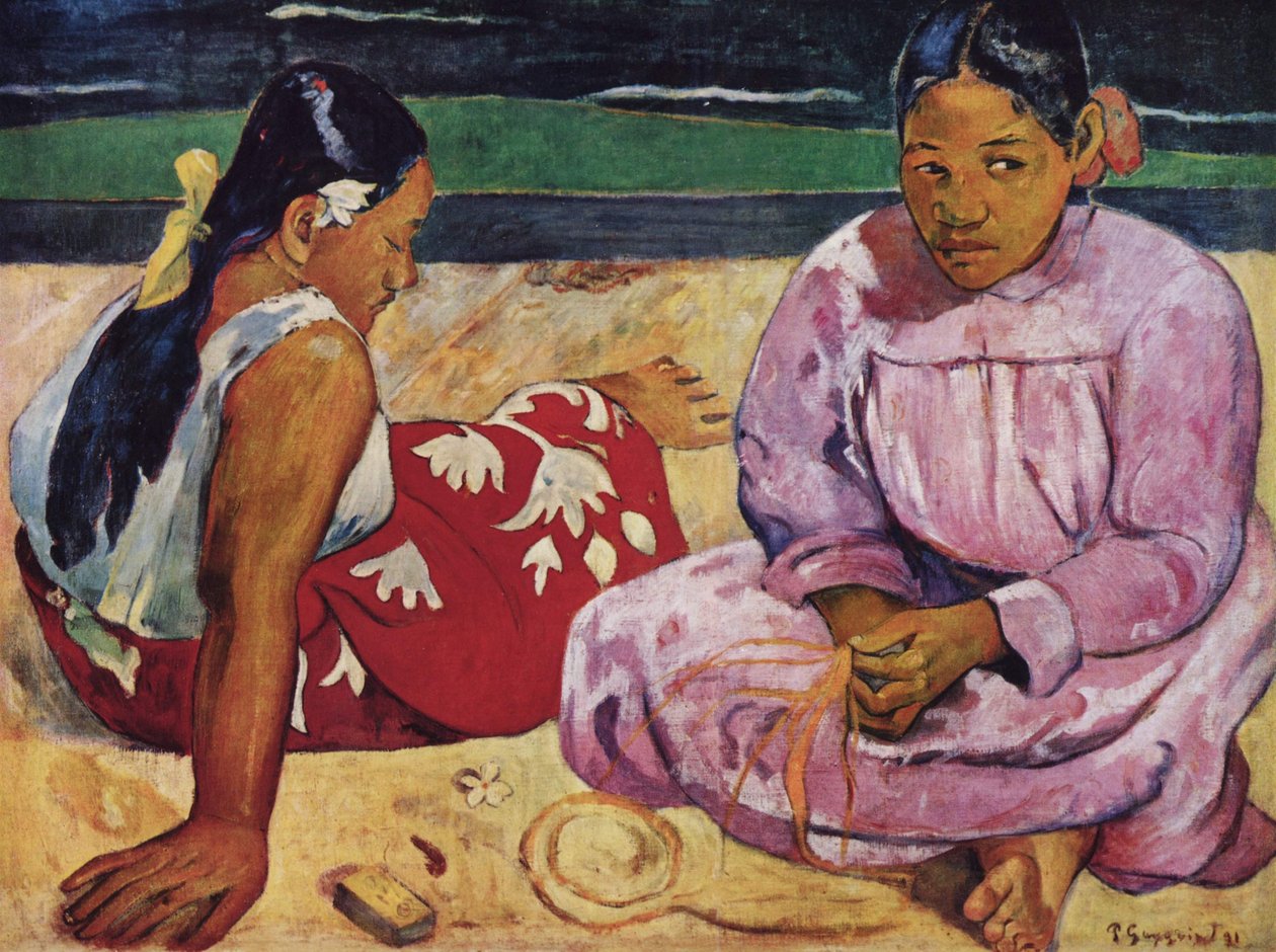 Fransk: Femmes de Tahiti, ou Sur la plage Tahitianske kvinder på stranden af Paul Gauguin