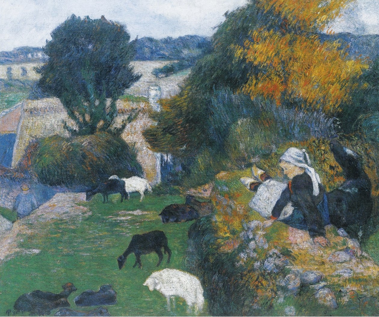 Fransk:  La bergère bretonne Den bretonske hyrdinde af Paul Gauguin