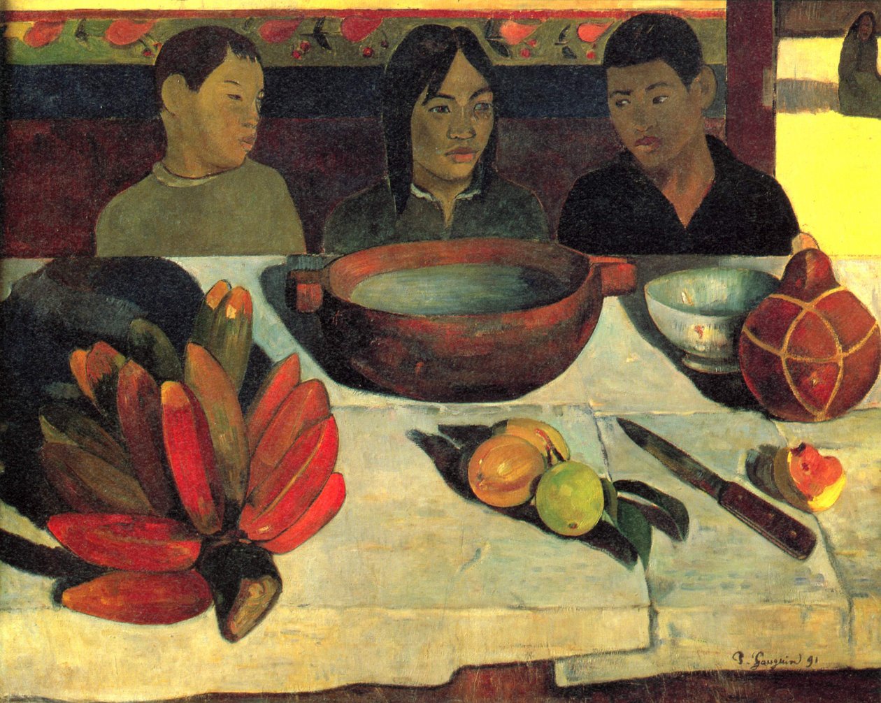 Fransk:  Le repas (Les bananes) Måltidet (Bananerne) af Paul Gauguin