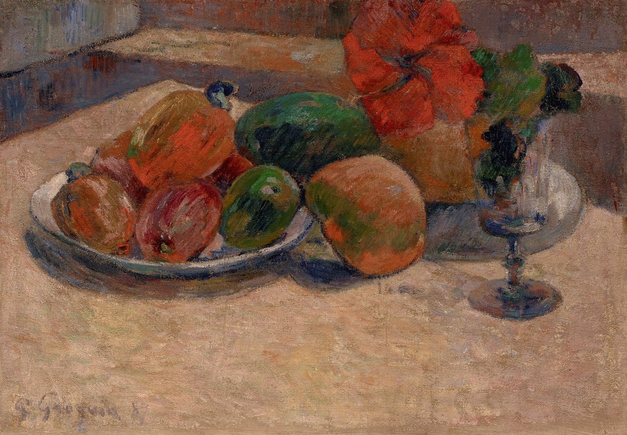 Fransk:  Nature morte aux mangos et à la fleur d
