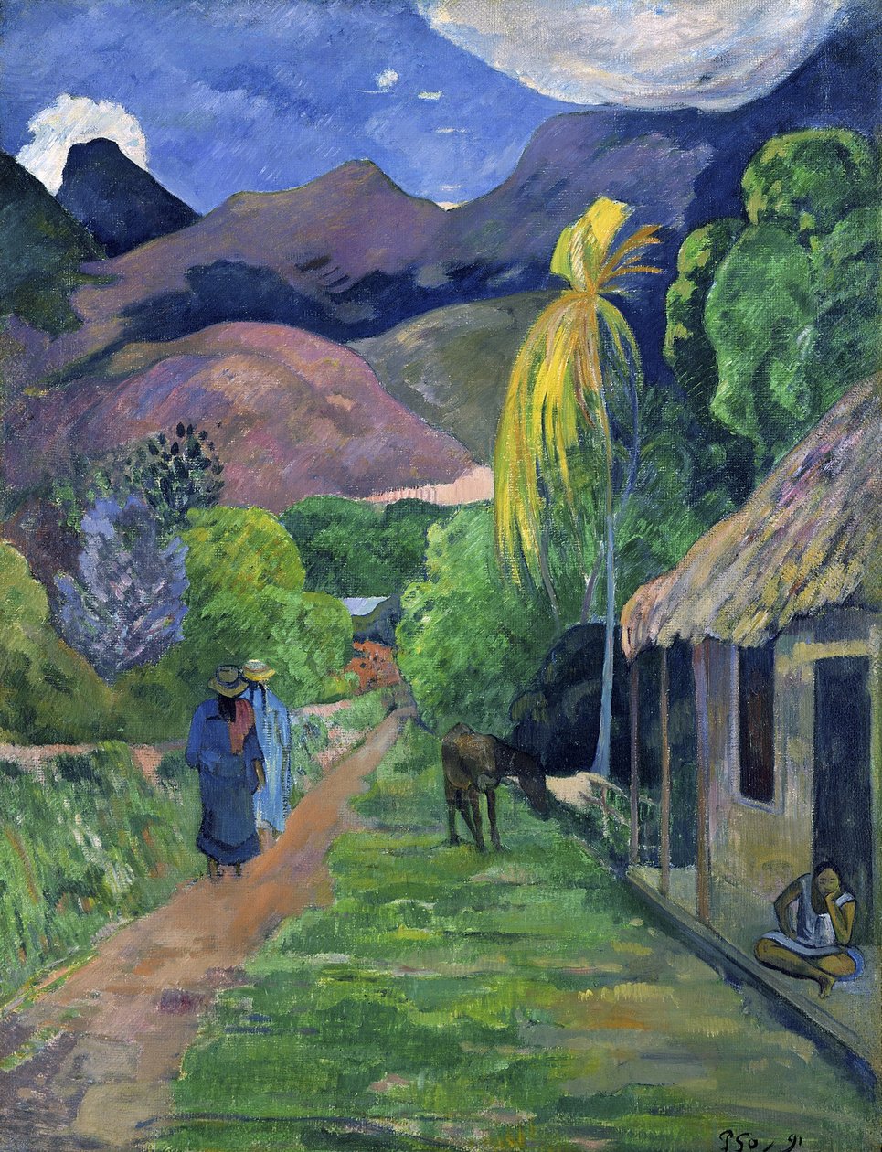 Fransk: Gaden Rue de Tahiti i Tahiti af Paul Gauguin