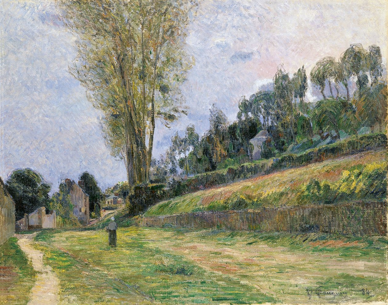 Fransk: Une Rue à Rouen, ou Personage sur la route Gade i Rouen af Paul Gauguin