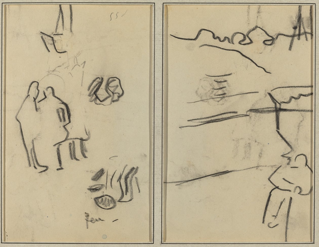 Gruppe af menneskelige former; En mand siddende [recto] af Paul Gauguin