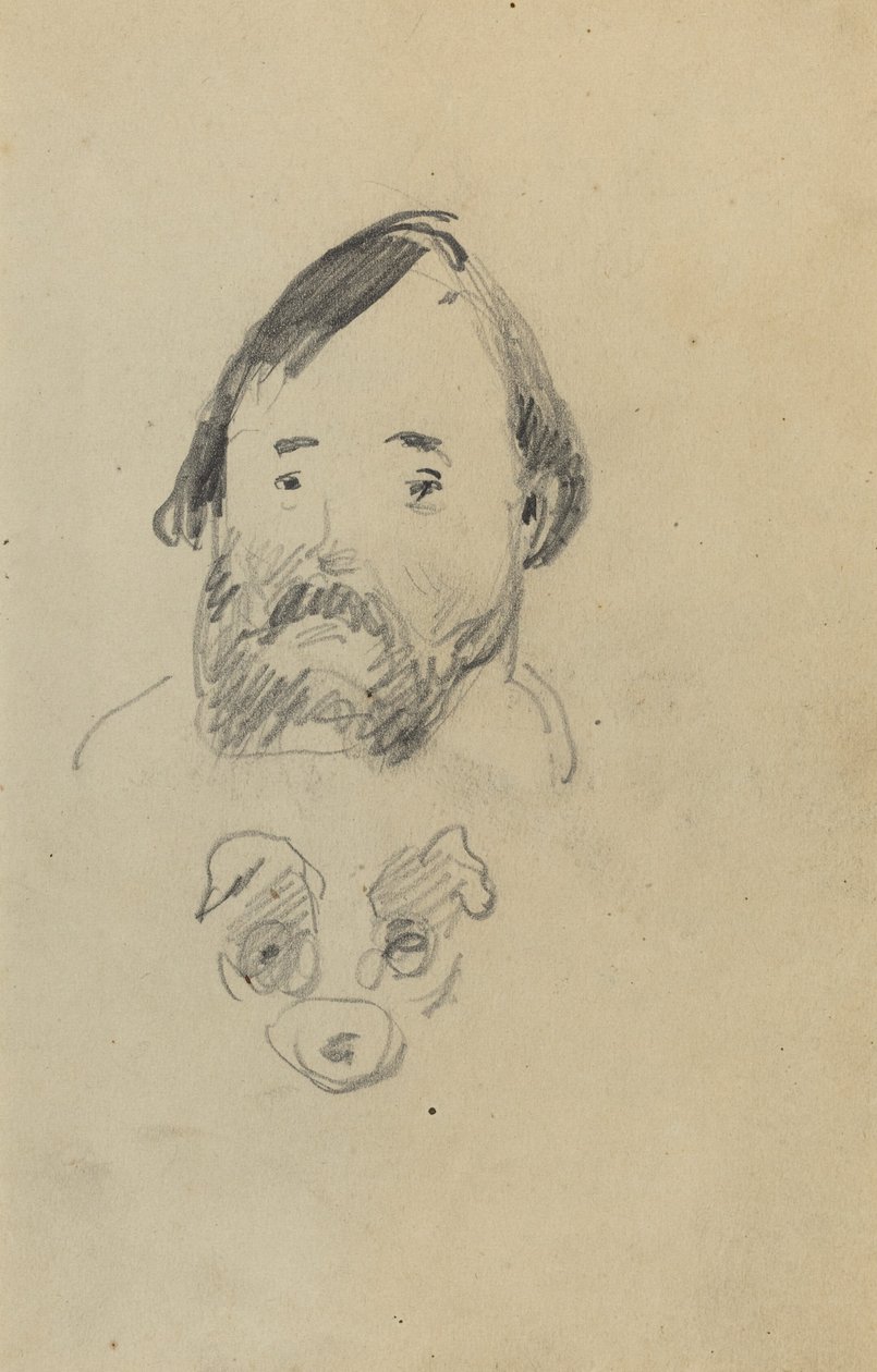 Hoved af en skægget mand med et hoved af en hund [recto] af Paul Gauguin