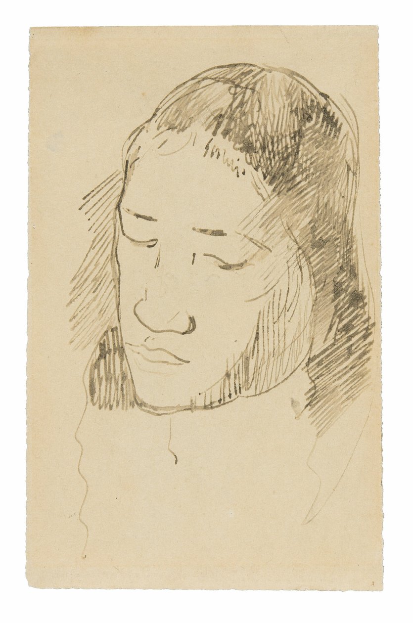 Head of a Tahitian Woman (recto), skitser af anatomiske detaljer (verso) af Paul Gauguin