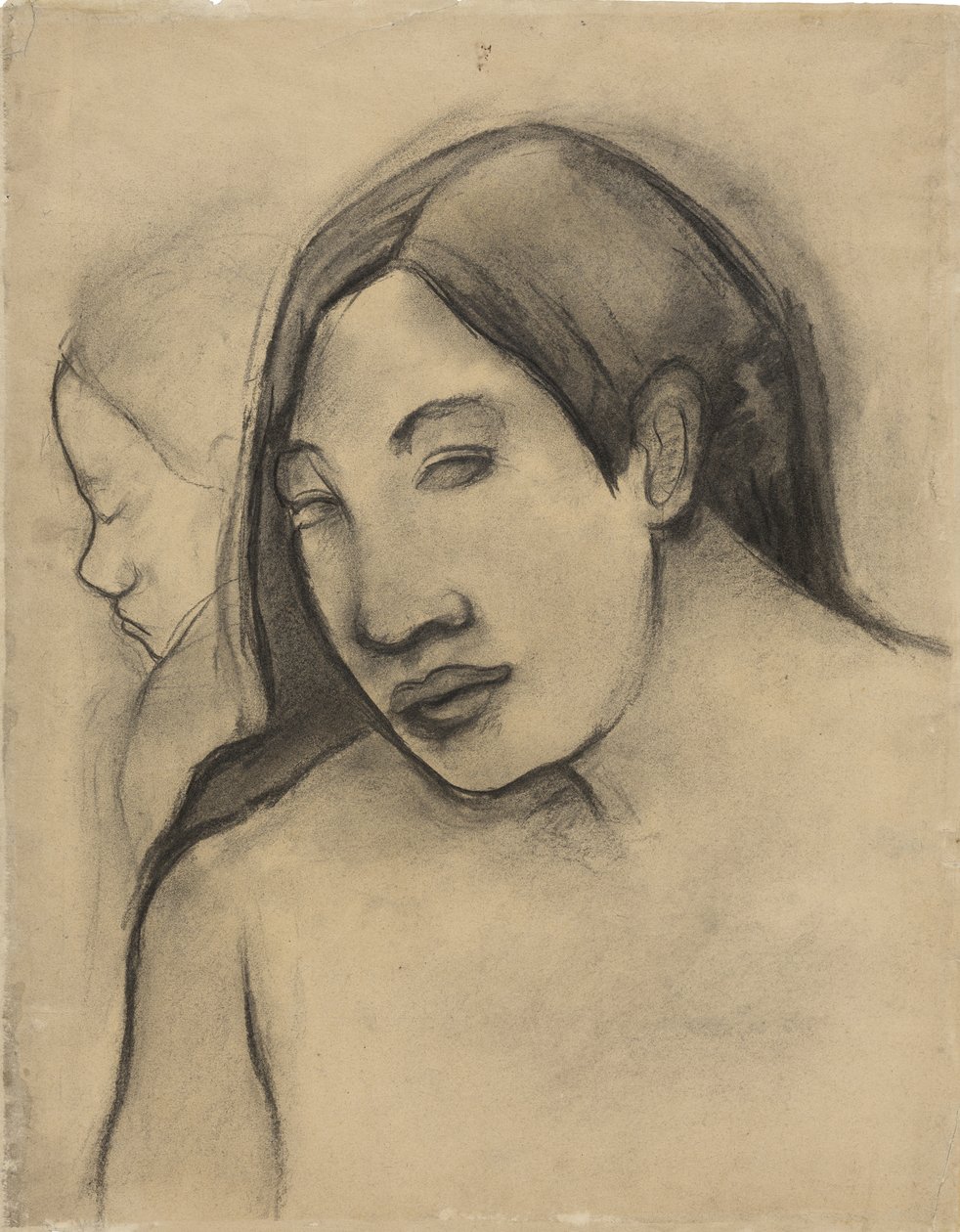 Ledere af tahitiske kvinder, frontale og profilerede synspunkter, 1891-93 af Paul Gauguin