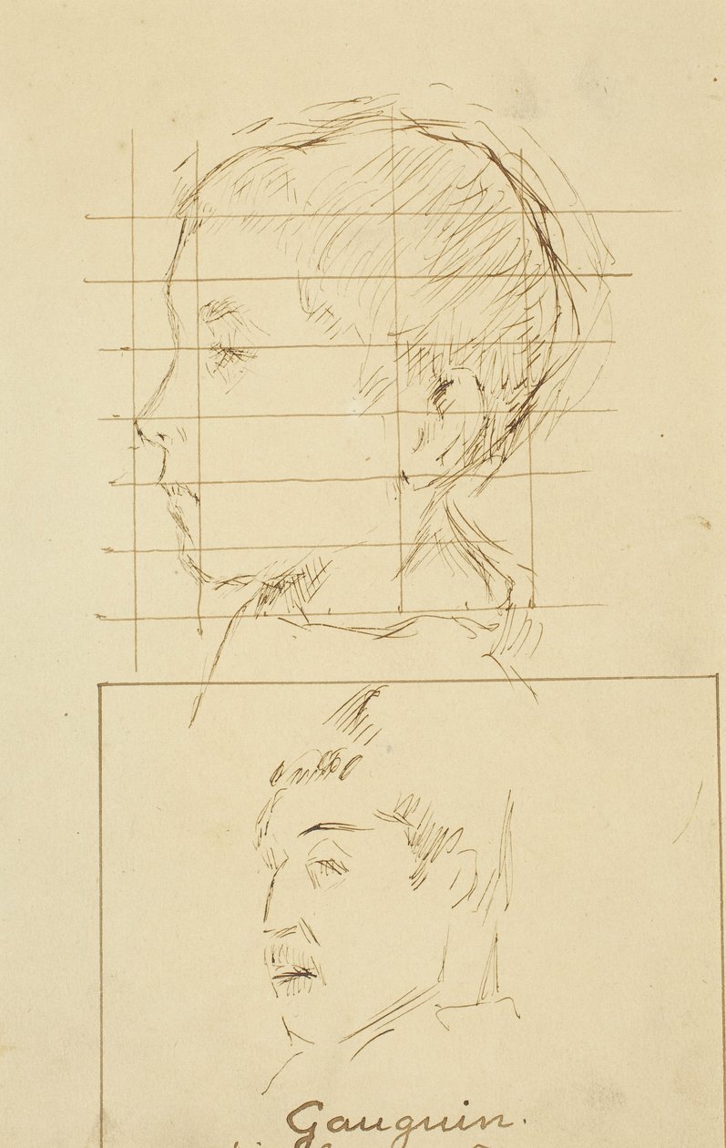 Heads of a Boy and a Man (Selvportræt?) [verso] af Paul Gauguin