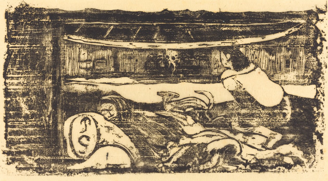Interiør af en Hut Interieur de case, i eller efter 1895. af Paul Gauguin