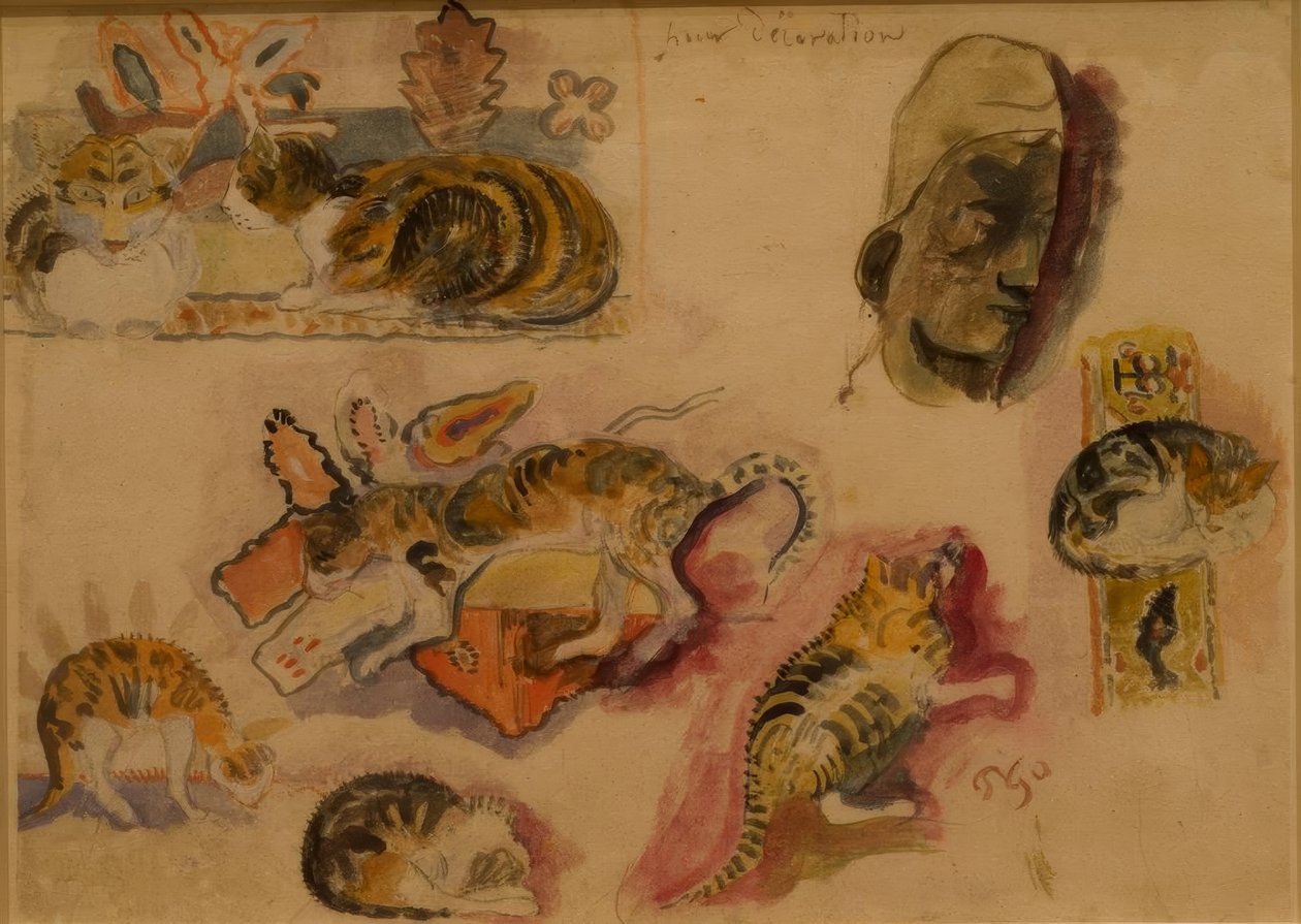 Katte og hoved af Paul Gauguin