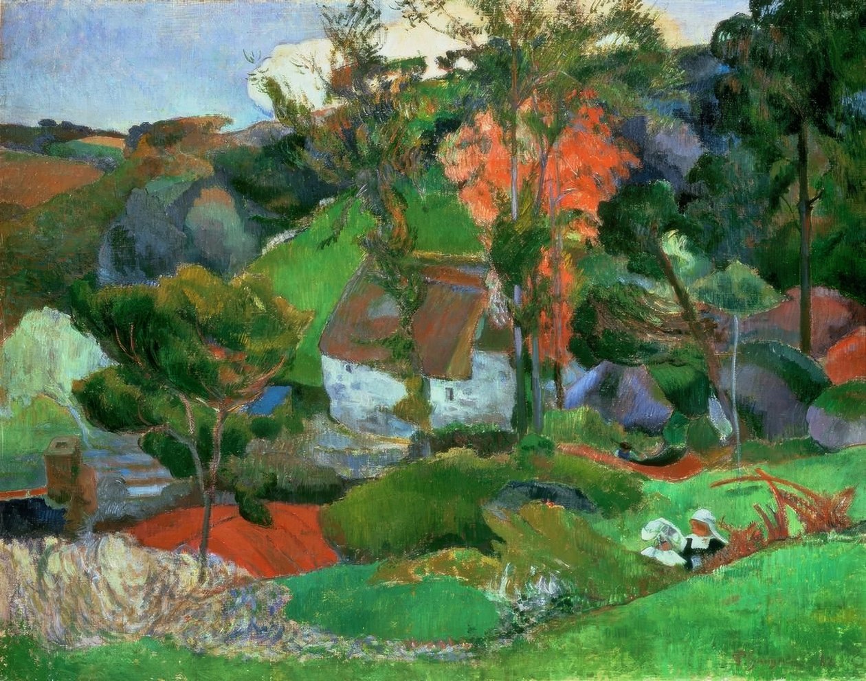 Kvinde med en kande, eller Landskab ved Pont-Aven af Paul Gauguin