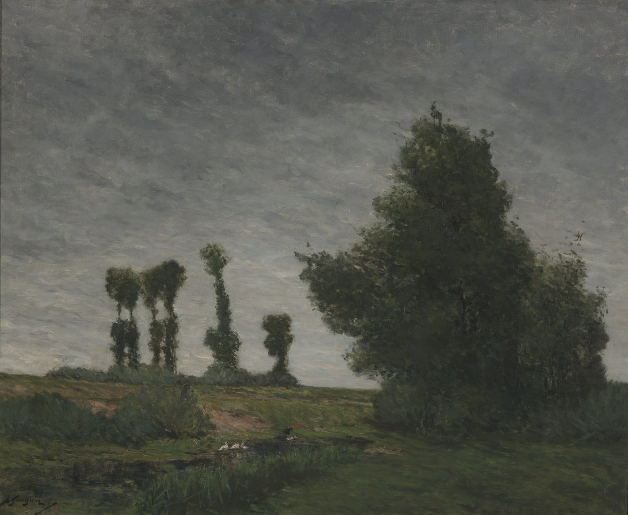 Landskab med poppel (olie på lærred) af Paul Gauguin