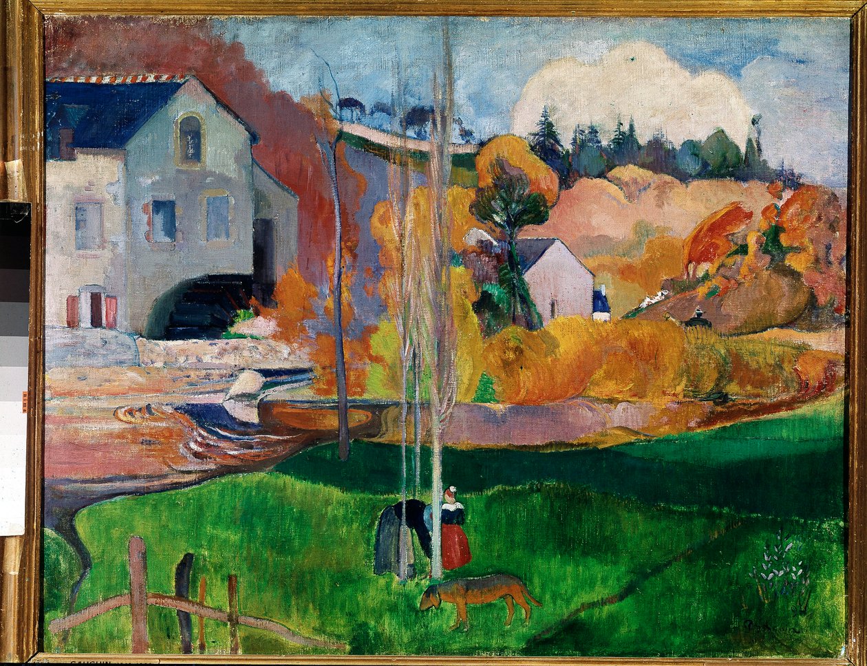 Landskab i Bretagne, møllen David (olie på lærred af Paul Gauguin