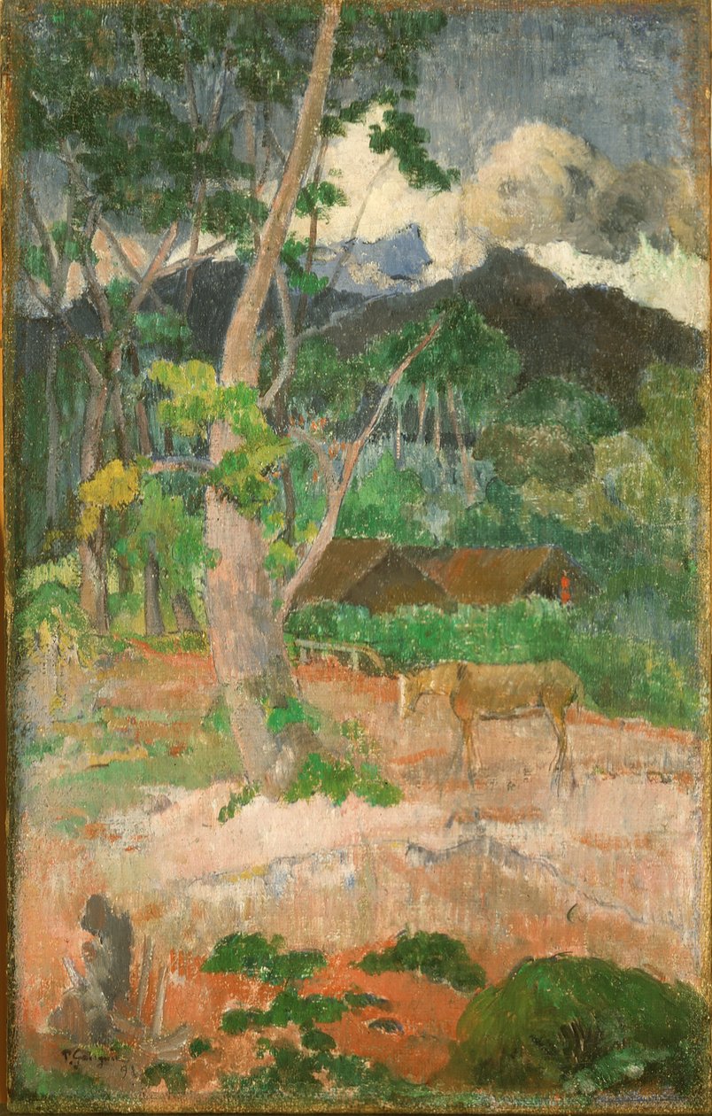 Landskab med en hest af Paul Gauguin