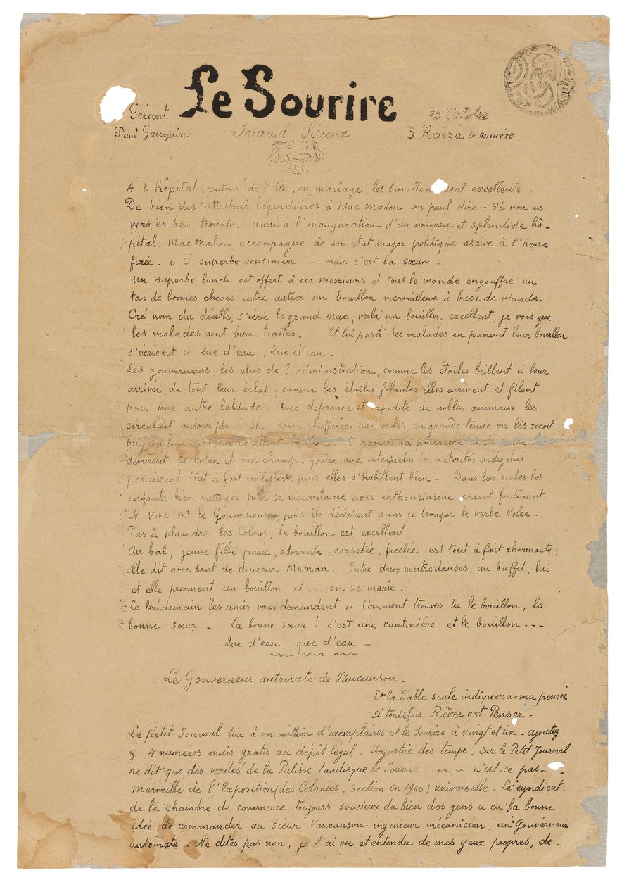 Le sourire: Journal sérieux, 13. oktober 1899 af Paul Gauguin