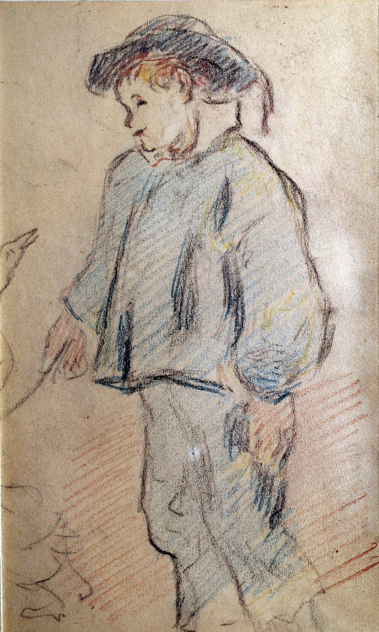 Lille bretonsk dreng en gås Skitse af Paul Gauguin (1848-1902) Privat samling fra det 19. århundrede af Paul Gauguin