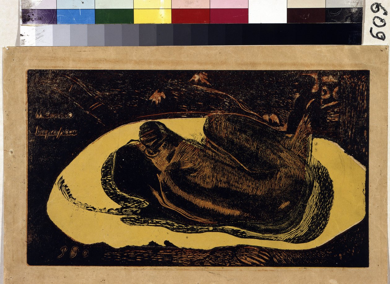 Manao Tupapau (De dødes ånd holder vagt). Gravering af Paul Gauguin (1848-1903) af Paul Gauguin