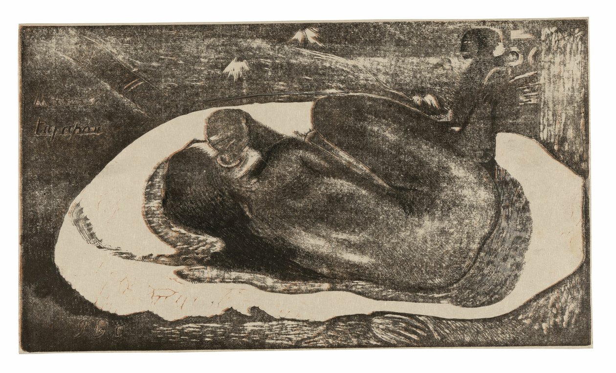 Manao tupapau (Hun tænker på spøgelsen eller spøgelsen tænker på hende), fra Noa Noa-suiten af Paul Gauguin