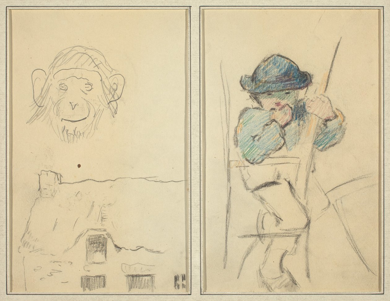 Abe og sommerhus; Lille bretonsk dreng [recto] af Paul Gauguin
