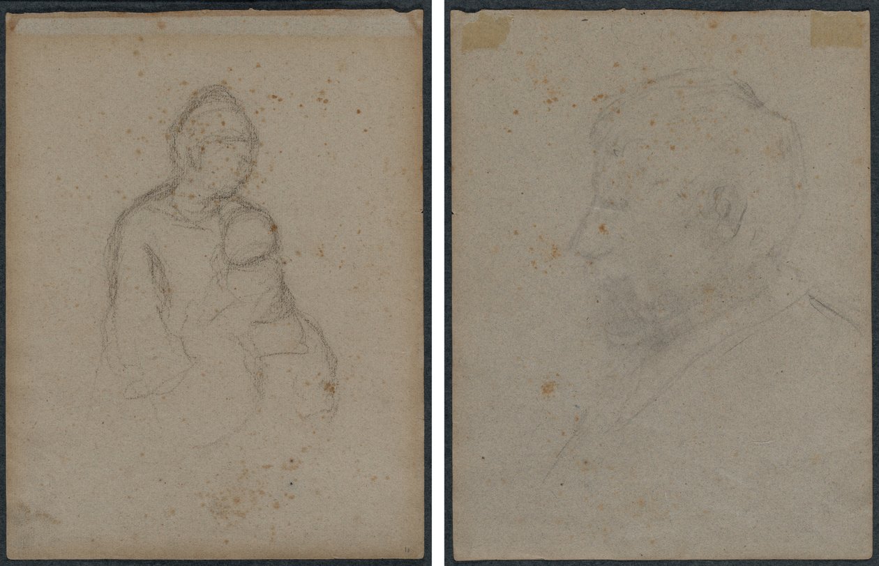 Mor og barn (recto); Profilbuste af en mand (verso) af Paul Gauguin