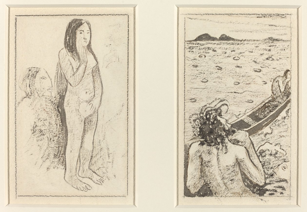 Parau No Te Varau Ino (til venstre); Tahitisk legende (til højre) af Paul Gauguin