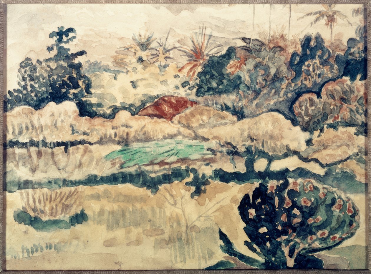 Tahitiansk landskab af Paul Gauguin