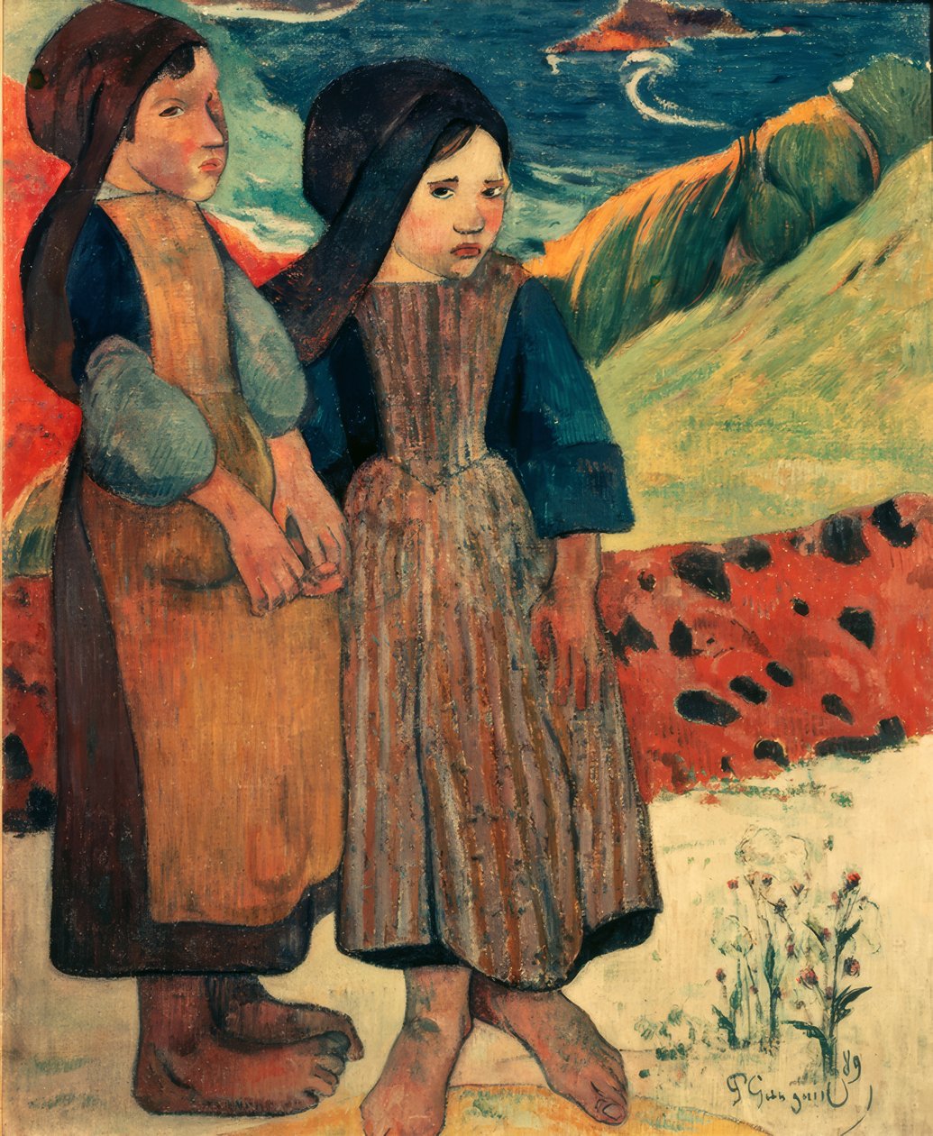 Små bretonere ved havet af Paul Gauguin