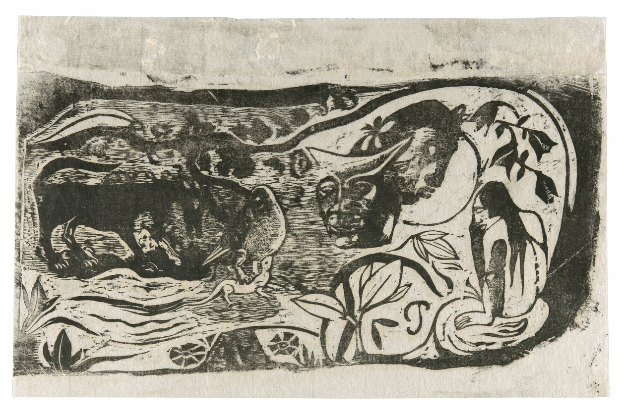 Tallerken med Hovedet af en Horned Devil, fra Suite of Late Wood-Block Prints af Paul Gauguin