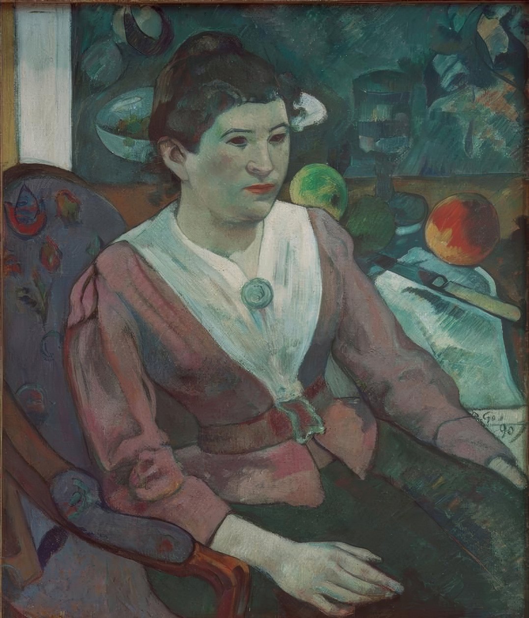 Portræt af en kvinde i stilleben af ​​Cézanne - Marie Derr af Paul Gauguin