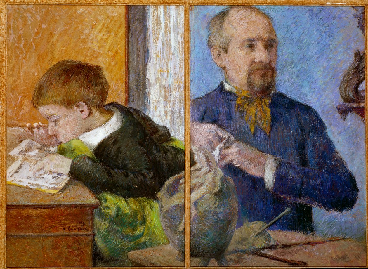 Portræt af billedhugger Jean Paul Aubé (1837 - 1907) og hans søn Emile. Maleri af Paul Gauguin (1848 - 1903) af Paul Gauguin